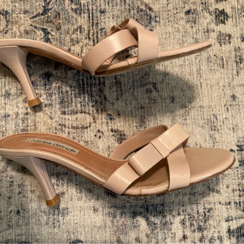 Pink-Nude Charles David open toe pump, very good pre-worn
